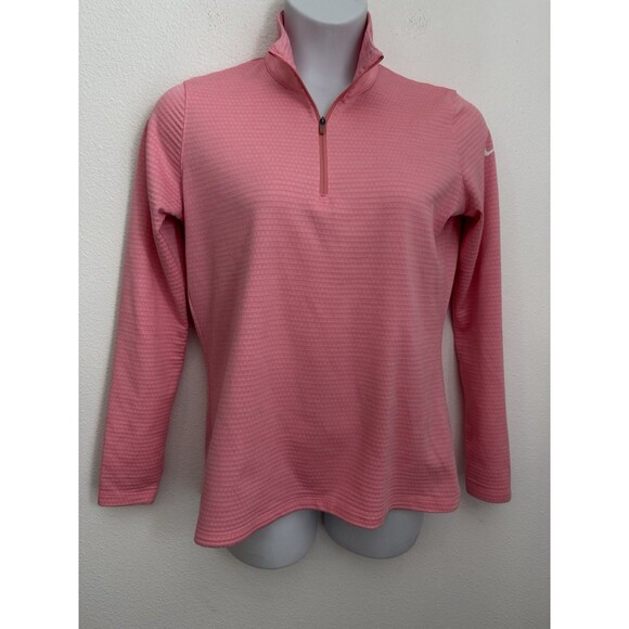 Nike Golf 1/4 Dri Fit Pullover Sweatshirt Women's Large L Salmon Pink Textured - Picture 1 of 8